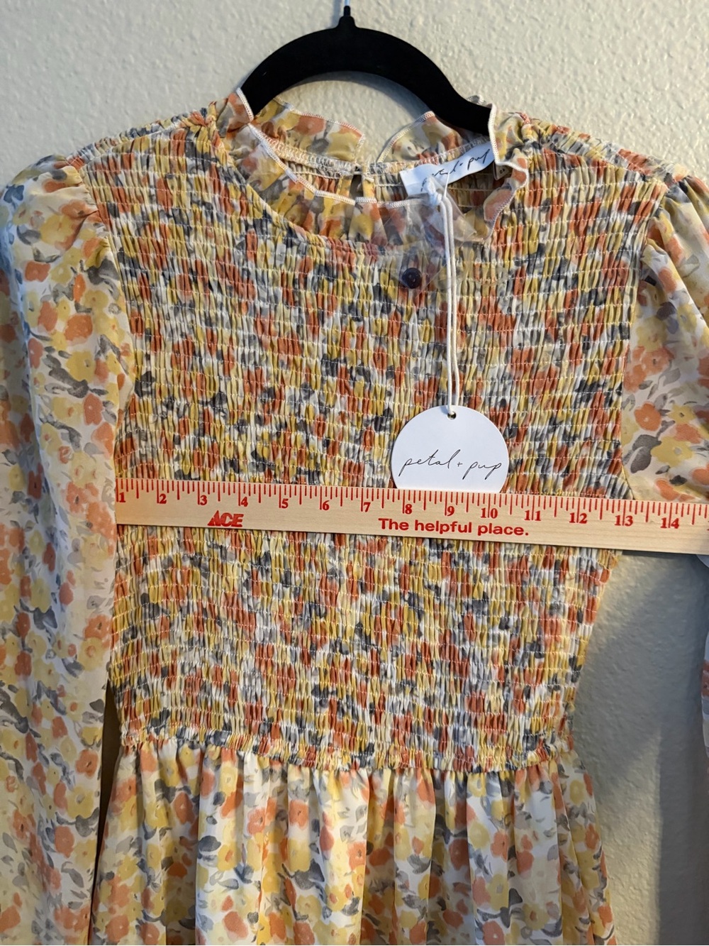 NWT Petal & Pup Rachel Dress -Floral Smocked Tiered Dress - Peach Floral Size 0 - Picture 9 of 12